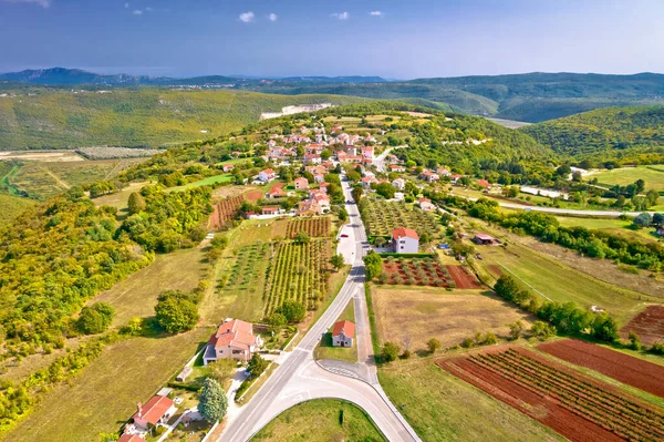 Town Barban Picturesque Istrian Hill Aerial View Green Istria Region —  Fotos de Stock