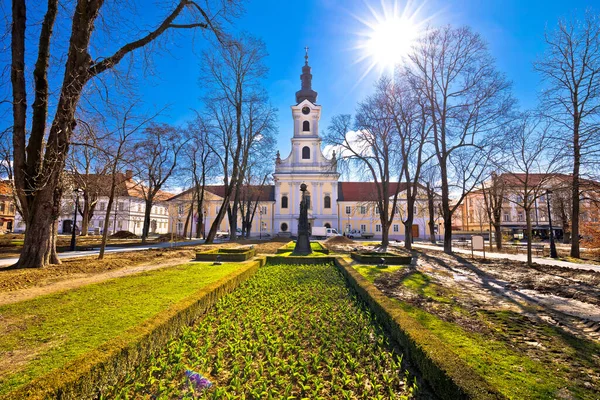 Town Bjelovar Central Park Church View Bilogora Region Croatia — Stock Photo, Image