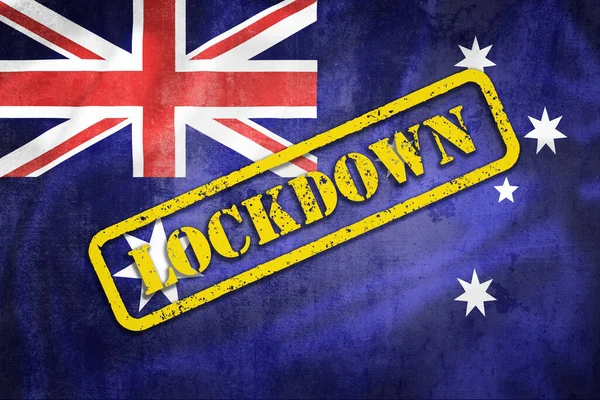 Australia Grunge Flag Illustration Lockdown Text View Covid Concept — Foto de Stock