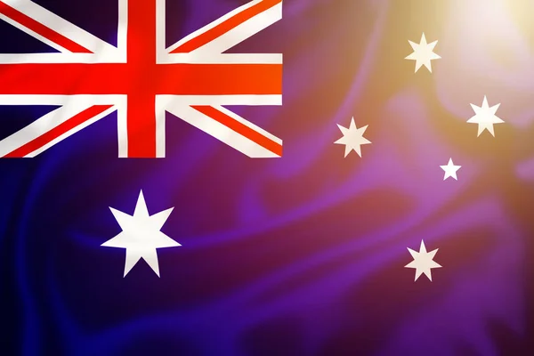 Bandera Australia Superficie Seda Sol Neblina Ilustración Con País Símbolo — Foto de Stock