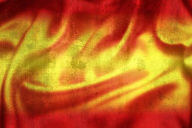 Grunge soyut İspanyolca bayrak rengi arkaplan görünümü, ateş alevleri görünüm