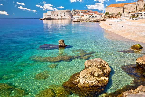 Turkusowa Plaża Banje Dubrowniku Słynne Miasto Turystyczne Regionie Dalmacji Chorwacji — Zdjęcie stockowe