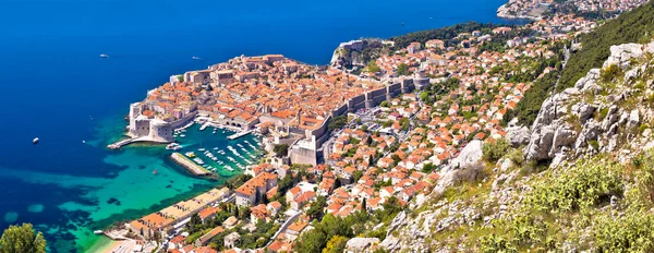Ντουμπρόβνικ Πιο Διάσημος Τουριστικός Προορισμός Στην Κροατία Εναέρια Πανοραμική Θέα — Φωτογραφία Αρχείου