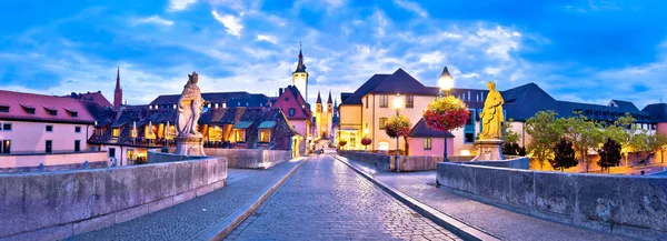 Wurzburg Kota Bersejarah Wurzburg Pemandangan Malam Panorama Dari Main River — Stok Foto