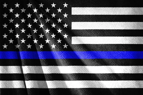 Usa Thin Blue Line Black White Flag Towel Surface Illustration — Stock Photo, Image