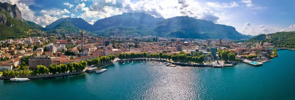 Ciudad Lecco Lago Como Panorama Aéreo Lombardía Región Italia — Foto de Stock