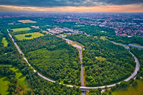 Monza race circut aerial view near Milano, Lombardy region of Ital