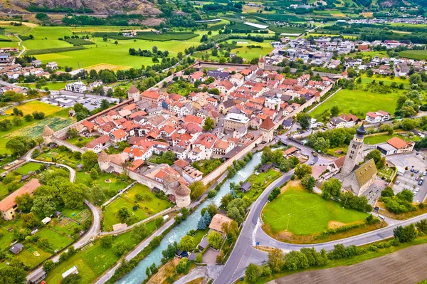 Befestigtes Dorf Glurns Vinschgau Aus Der Luft Trentino Italien — Stockfoto