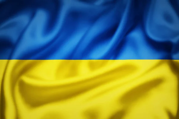 乌克兰丝绸国旗的例证 乌克兰与俄罗斯紧张关系的概念 — 图库照片
