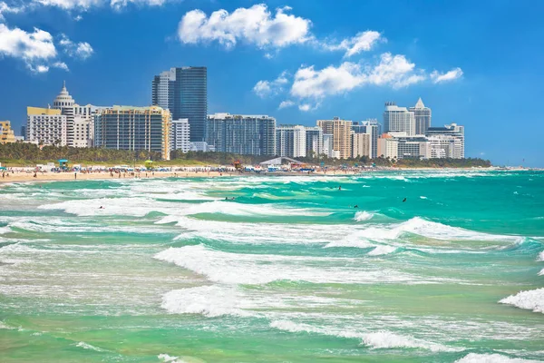 Miami Beach Färgglad Strand Och Havsutsikt Florida State Förenta Staterna — Stockfoto