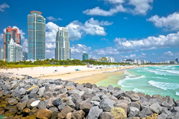 Miami Beach South Beach Färgglad Strand Och Havsutsikt Florida State — Stockfoto