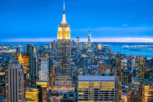 Epic Skyline New York City Evening View Spojené Státy Americké — Stock fotografie
