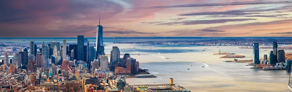 New York New Jersey Panoramatický Výhled Západ Slunce Spojené Státy — Stock fotografie
