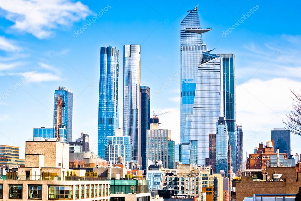 New York City Hudson Yards skyline development view, United States of America