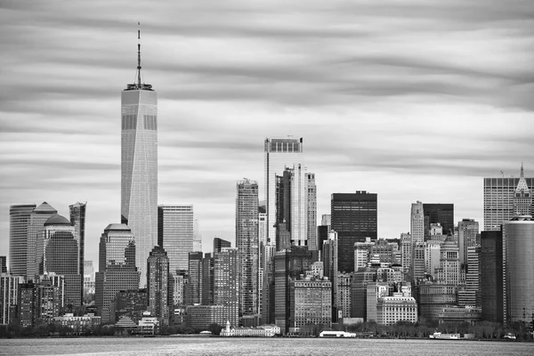 New York City Downtown Skyline Black White View United States — стоковое фото