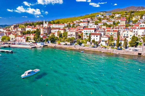 Cidade Volosko Colorido Costa Vista Panorâmica Aérea Kvarner Baía Mar — Fotografia de Stock