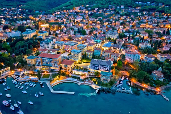 Town Opatija Aerial Night View Kvarner Bay Croatia — Foto de Stock