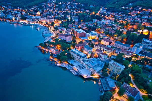 Town Opatija Aerial Night View Kvarner Bay Croatia — Fotografia de Stock