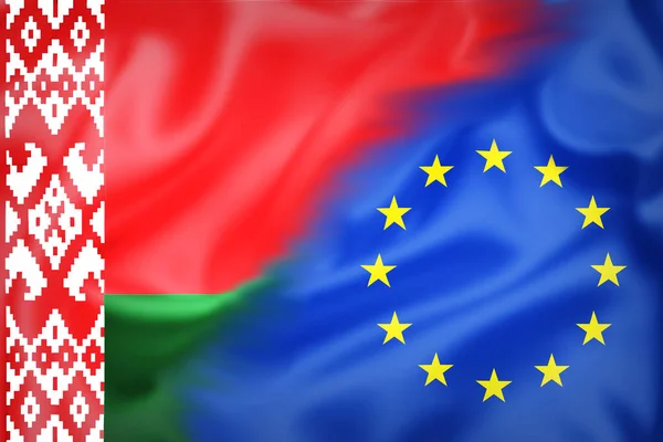 Flaggen Von Weißrussland Und Der Illustrieren Das Konzept Der Angespannten — Stockfoto