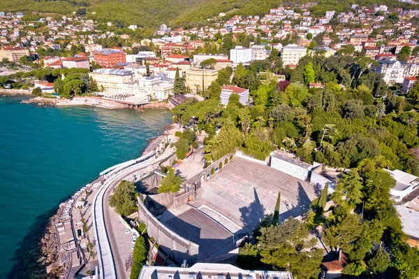 Opatija Summer Theater Coastline Aerial View Kvarner Region Adriatic Croatia — стоковое фото
