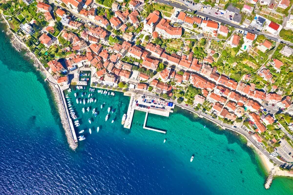 Stad Van Volosko Kleurrijke Kustlijn Panoramisch Uitzicht Kvarner Baai Van — Stockfoto