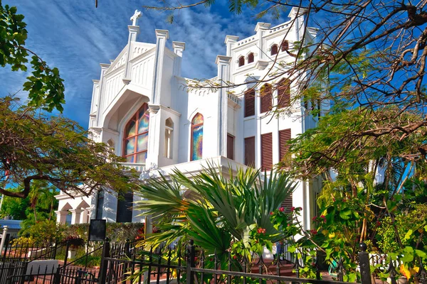 Kościół Episkopatu Świętego Pawła Key West Duval Widok Ulicy Stany — Zdjęcie stockowe