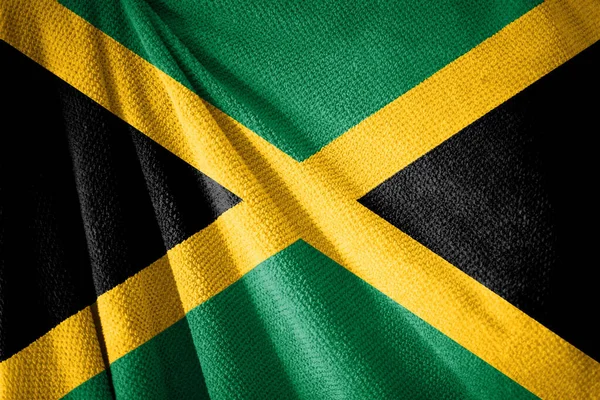 Bandeira Jamaica Superfície Toalha Ilustração Com Símbolo País — Fotografia de Stock