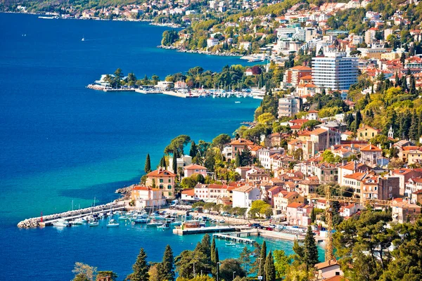 Opatija Riviera Waterfront Panoramic View Kvarner Bay Croatia Стокова Картинка