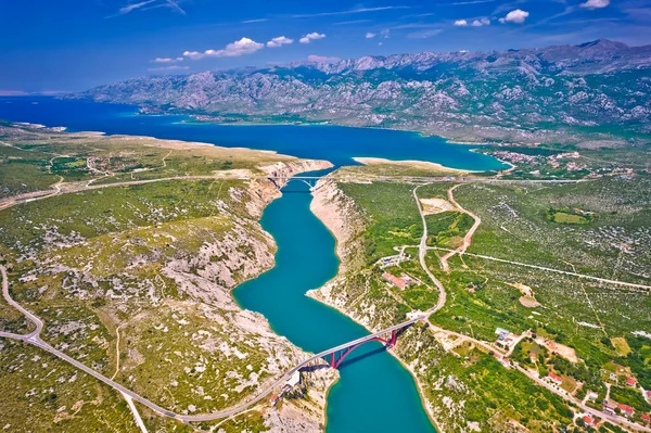 Brücken Von Maslenica Und Velebit Gebirge Luftaufnahme Dalmatien Region Kroatien — Stockfoto