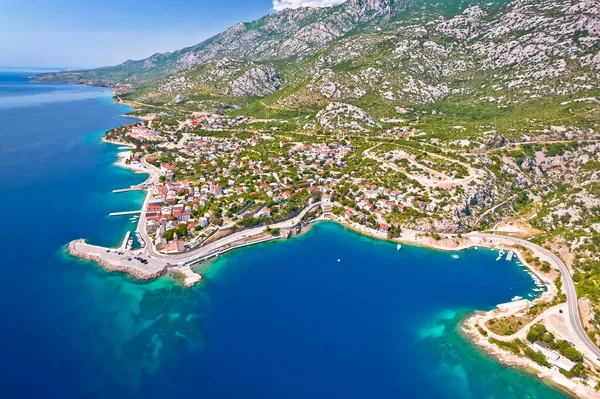 Aerial Panoramic View Town Karlobag Primorje Lika Coastal Region Croatia — Stock Photo, Image