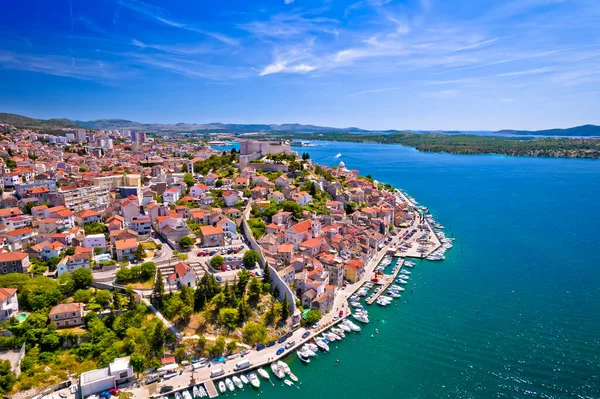 Sibenik Limanı Tarihi Mimari Hava Manzarası Hırvatistan Dalmaçya Bölgesi — Stok fotoğraf