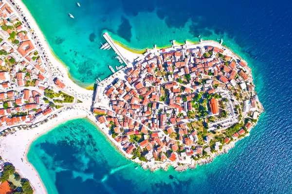 Adriatiska Turist Stad Primosten Antenn Panoramautsikt Över Skärgården Adriatiska Havet Stockbild