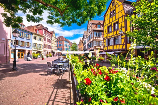 Kleurrijke Historische Stad Van Colmar Straat Architectuur Bloemen Uitzicht Elzas — Stockfoto