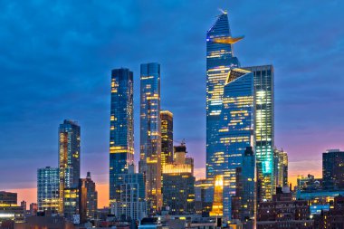 New York City Hudson Yards skyline evening view, United States of America