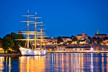 Stockholm Limanı ve deniz manzarası, İsveç 'in başkenti.