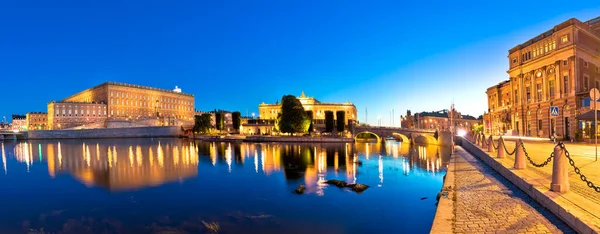 Evening Panoramic View Stockholm Famous Landmarks Royal Palace Parliament Opera — Stock Photo, Image