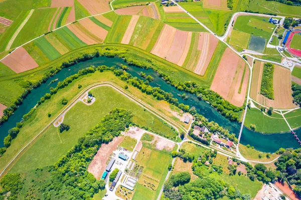 Vista Aérea Del Río Korana Ciudad Karlovac Croacia Central Paisaje — Foto de Stock