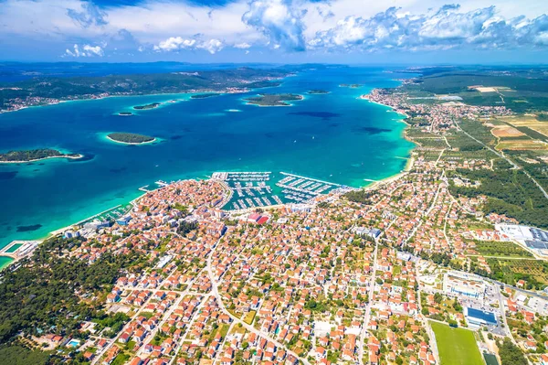 Biograd Moru Historyczne Nadmorskie Miasto Archipelag Widok Lotu Ptaka Dalmacja — Zdjęcie stockowe