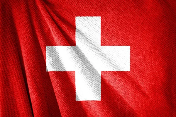 Švýcarsko Vlajka Povrchu Ručníku Ilustrace Symbol Země — Stock fotografie