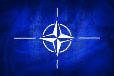 Grunge NATO Paktı bayrağının 3D illüstrasyonu, NATO konsepti