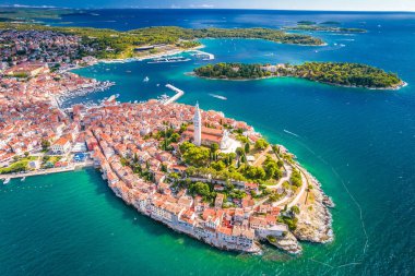 Rovinj eski kasaba havadan panoramik manzara