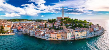 Rovinj old town aerial panoramic view, tourist destination in Istria region of Croatia clipart