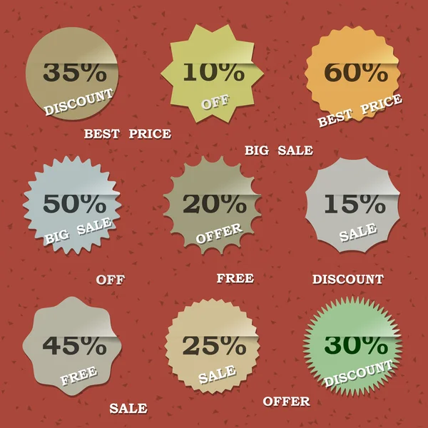 9 Vintage sale labels — Stock Vector