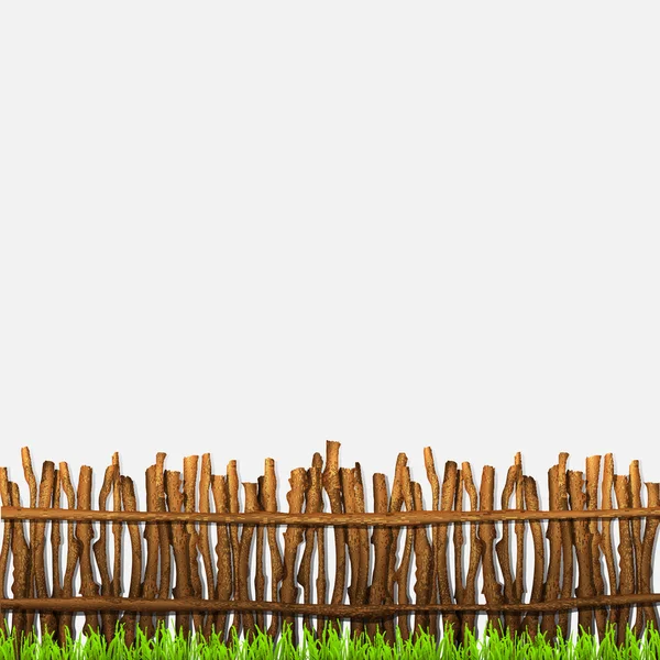 Rustikaler Zaun mit Gras — Stockvektor