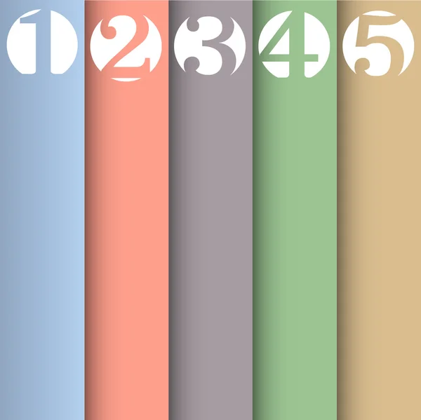 Bandeiras numeradas em papel vertical em cores pastel — Vetor de Stock