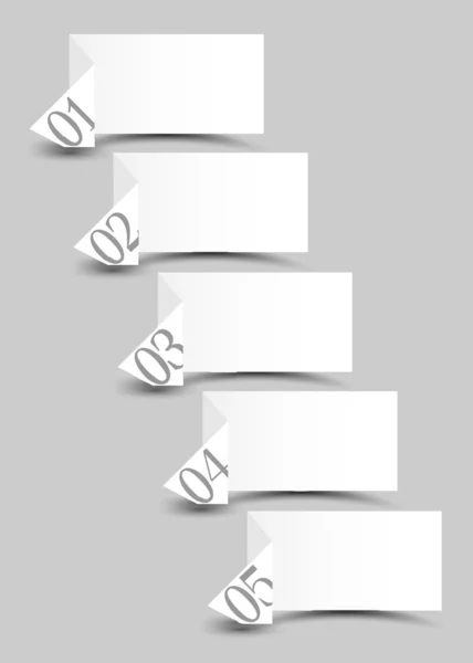 Witte origami papier genummerd banners — Stockvector