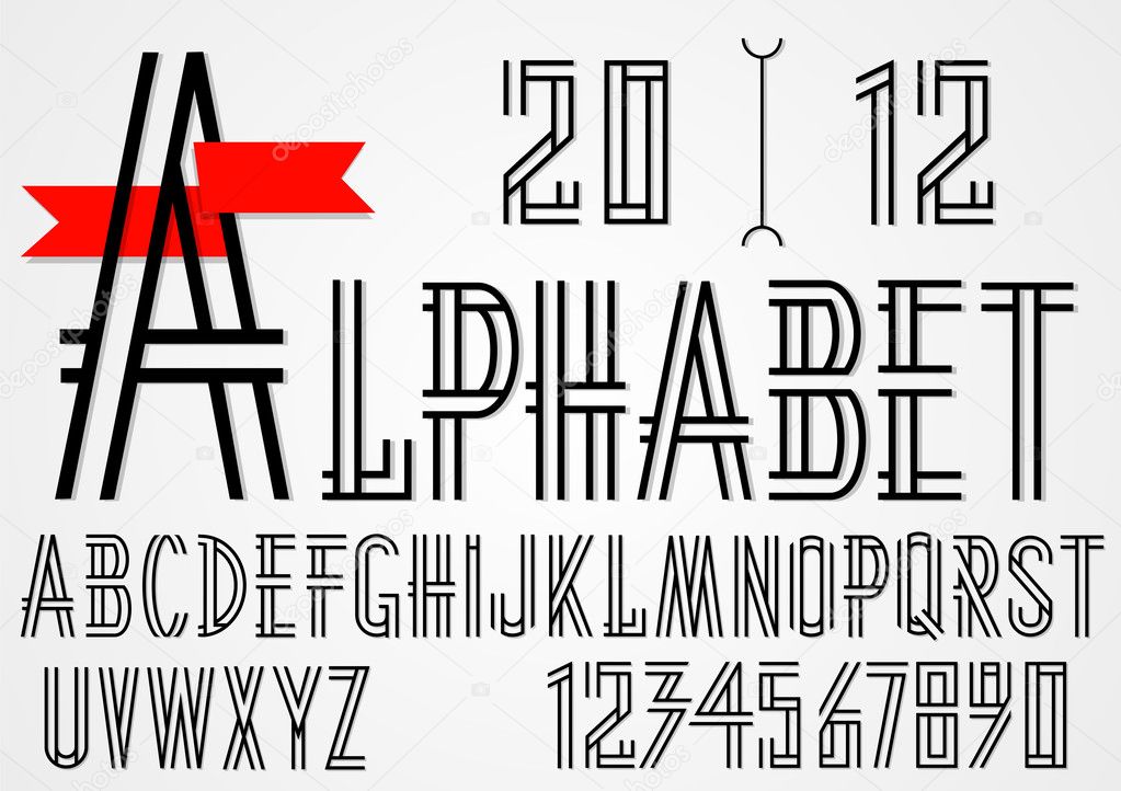 Black simple alphabet letters and numbers