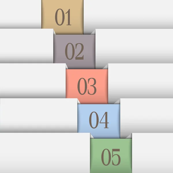 Banderas numeradas horizontales en colores pastel — Vector de stock