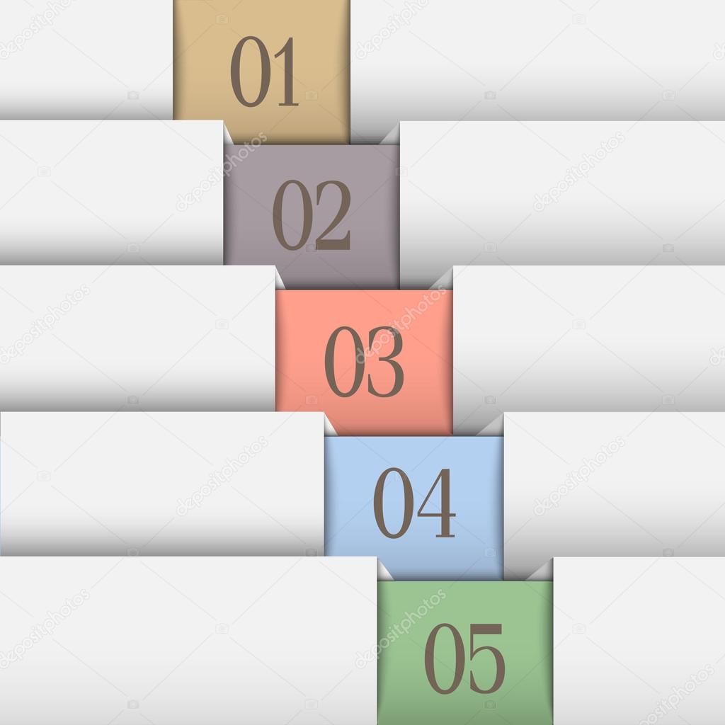 Horizontal numbered banners in pastel colors
