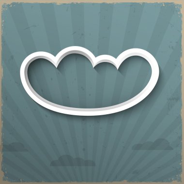 retro arka plan üzerinde 3D beyaz bulut